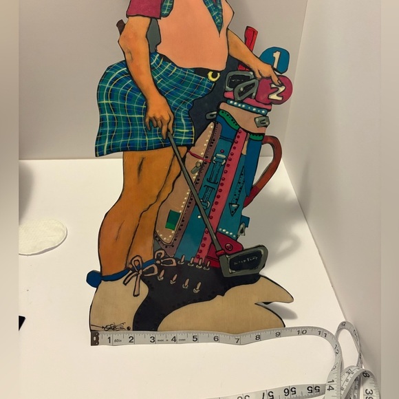 Colorful Golfer Cartoon Wood Cut-Out Wall Art (signed) - Picture 8 of 8